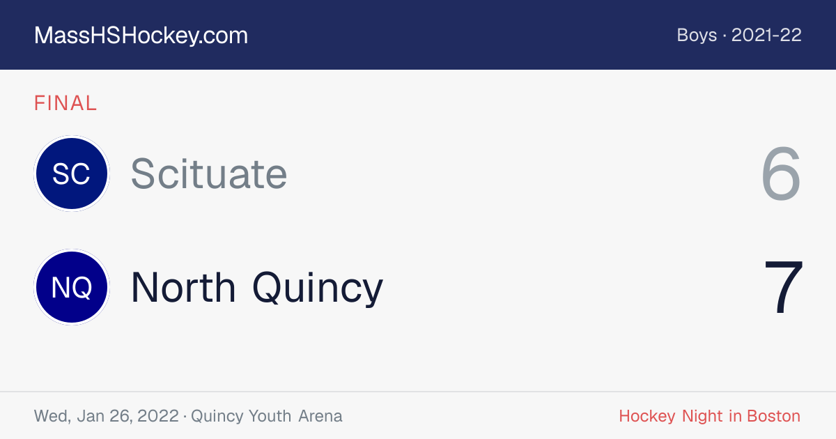 Scituate at North Quincy score card