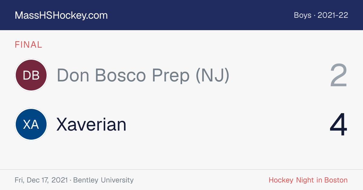Don Bosco Prep (NJ) at Xaverian score card