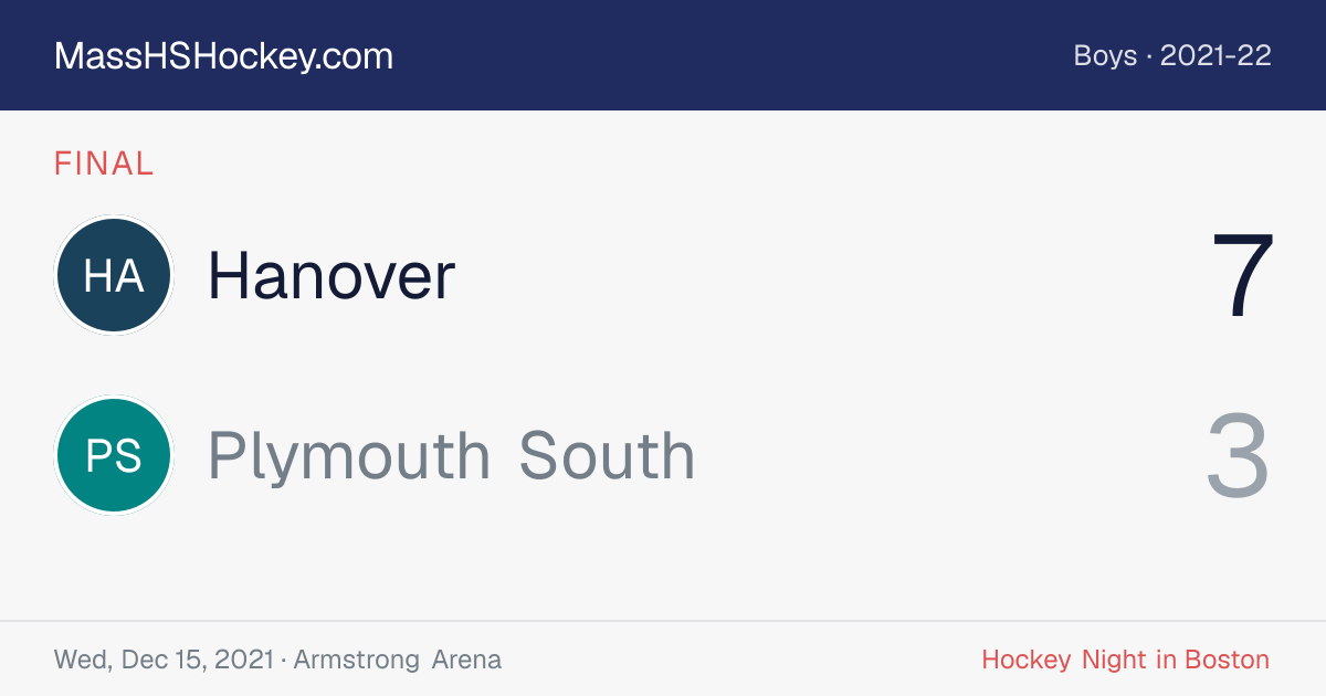 Hanover at Plymouth South score card