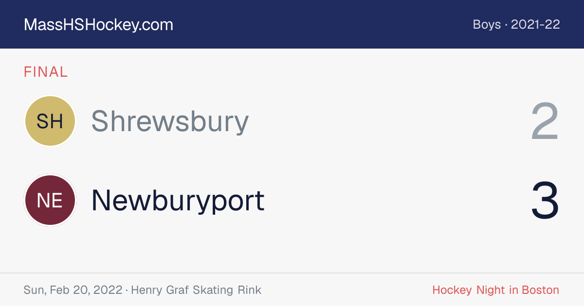 Shrewsbury at Newburyport score card