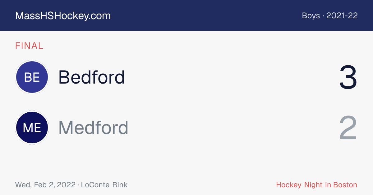 Bedford at Medford score card