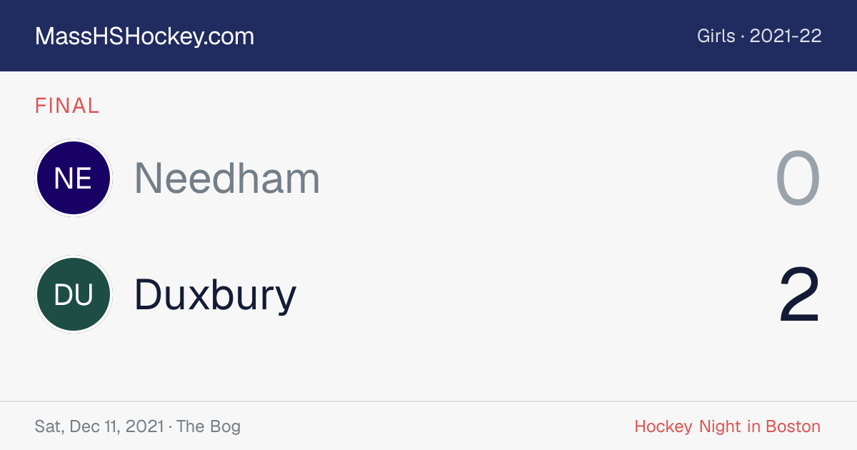 Needham at Duxbury score card