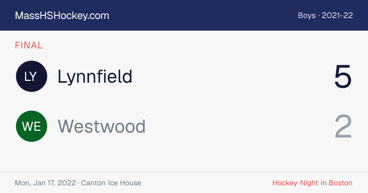 Lynnfield at Westwood score card