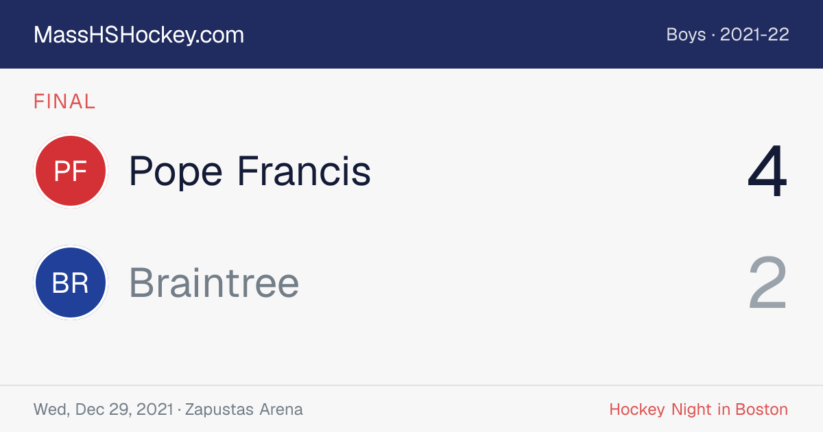 Pope Francis at Braintree score card