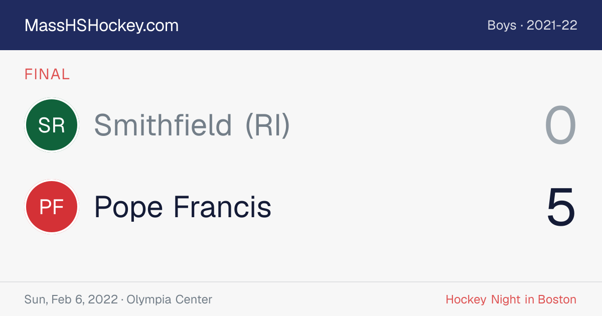 Smithfield (RI) at Pope Francis score card