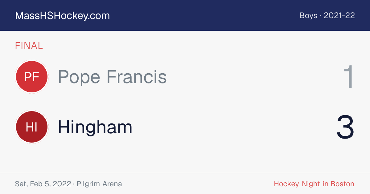 Pope Francis at Hingham score card