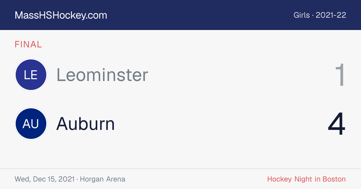 Leominster at Auburn score card