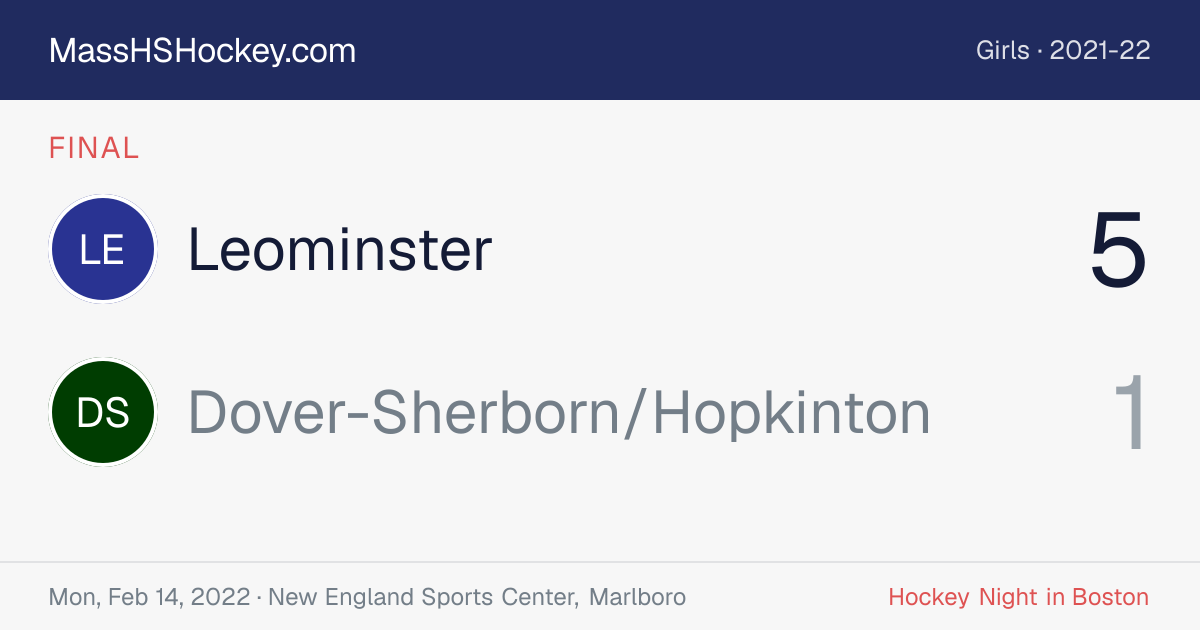 Leominster at Dover-Sherborn/Hopkinton score card