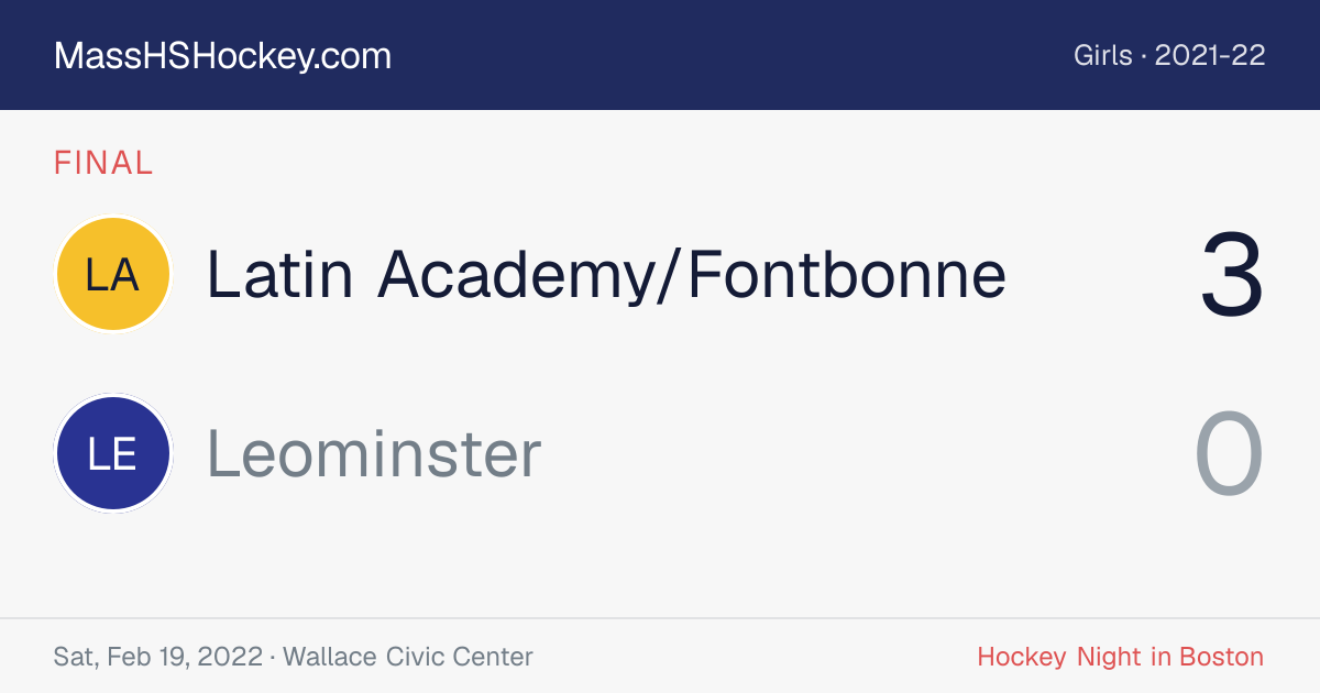 Latin Academy/Fontbonne at Leominster score card