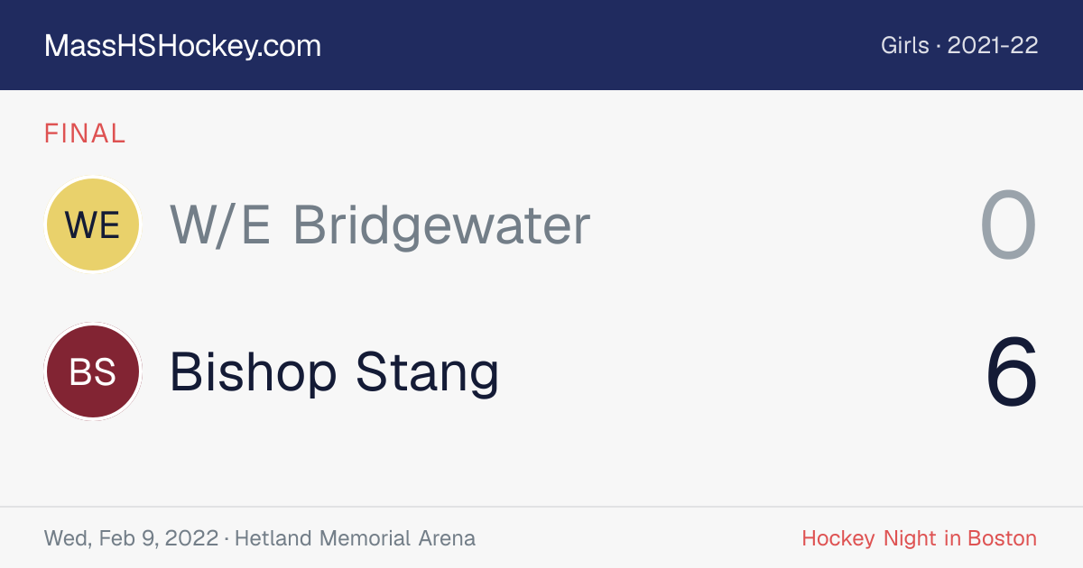 W/E Bridgewater at Bishop Stang score card