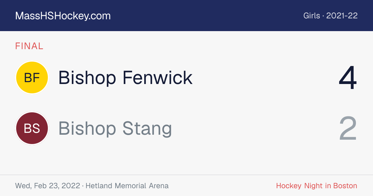 Bishop Fenwick at Bishop Stang score card