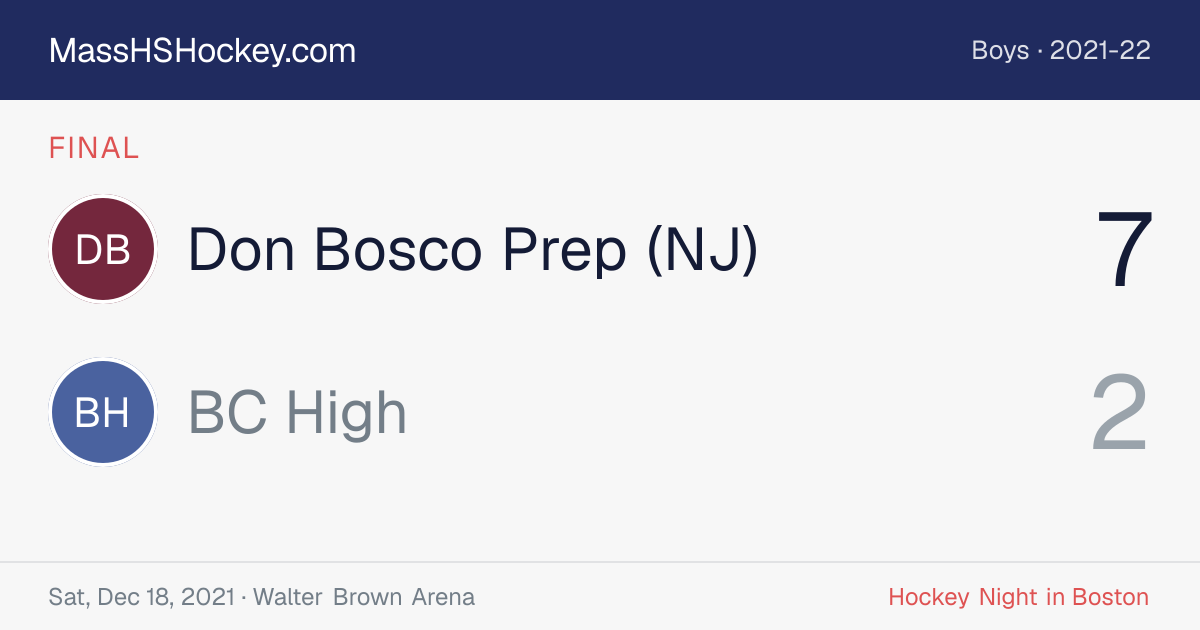 Don Bosco Prep (NJ) at BC High score card