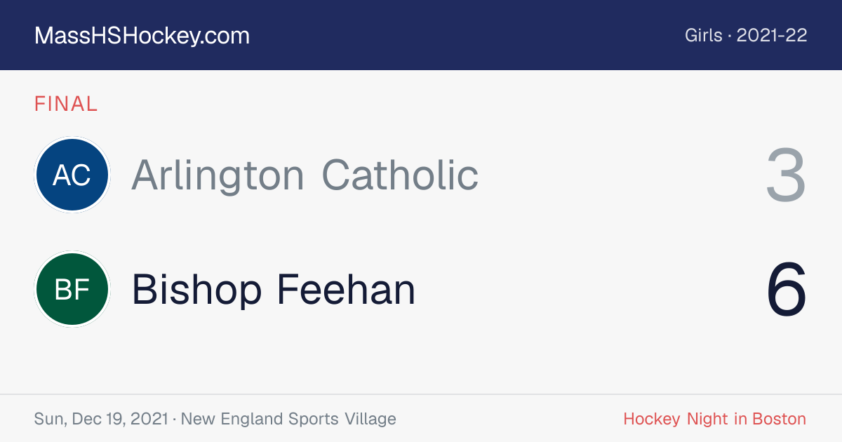 Arlington Catholic at Bishop Feehan score card