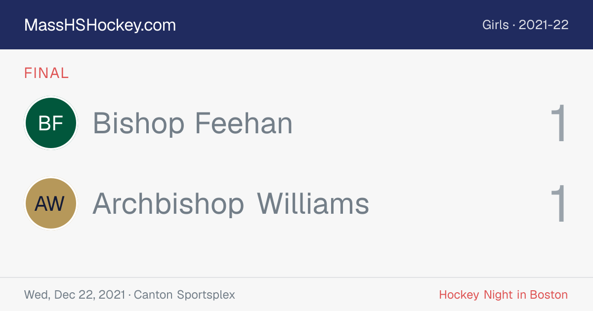 Bishop Feehan at Archbishop Williams score card