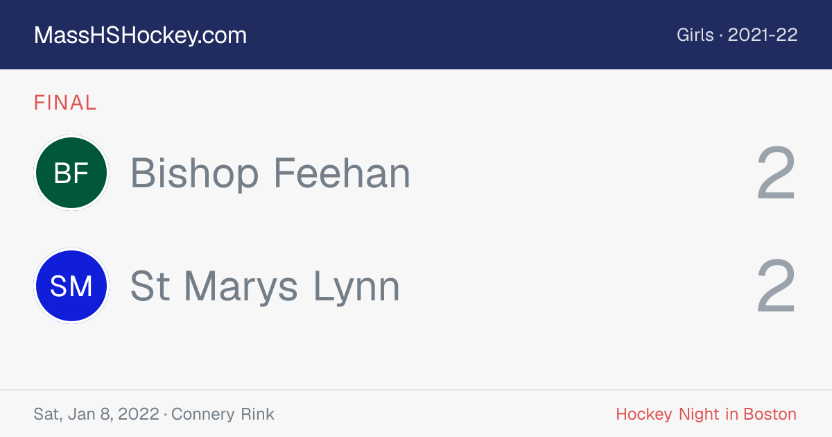 Bishop Feehan at St Marys Lynn score card
