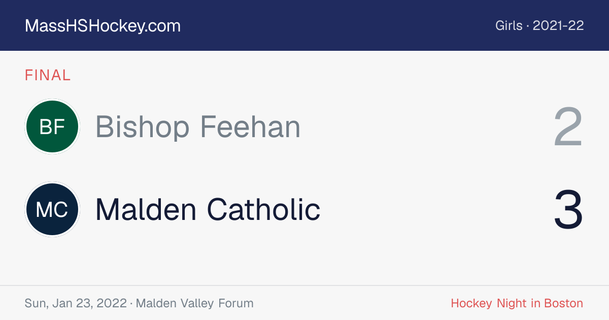Bishop Feehan at Malden Catholic score card
