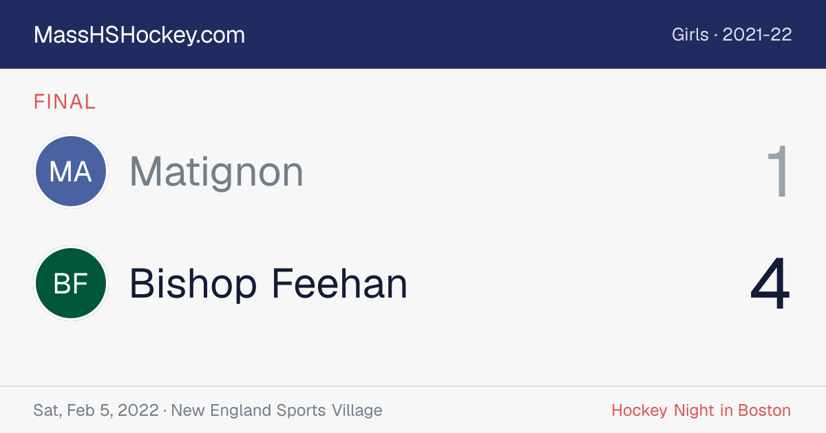 Matignon at Bishop Feehan score card