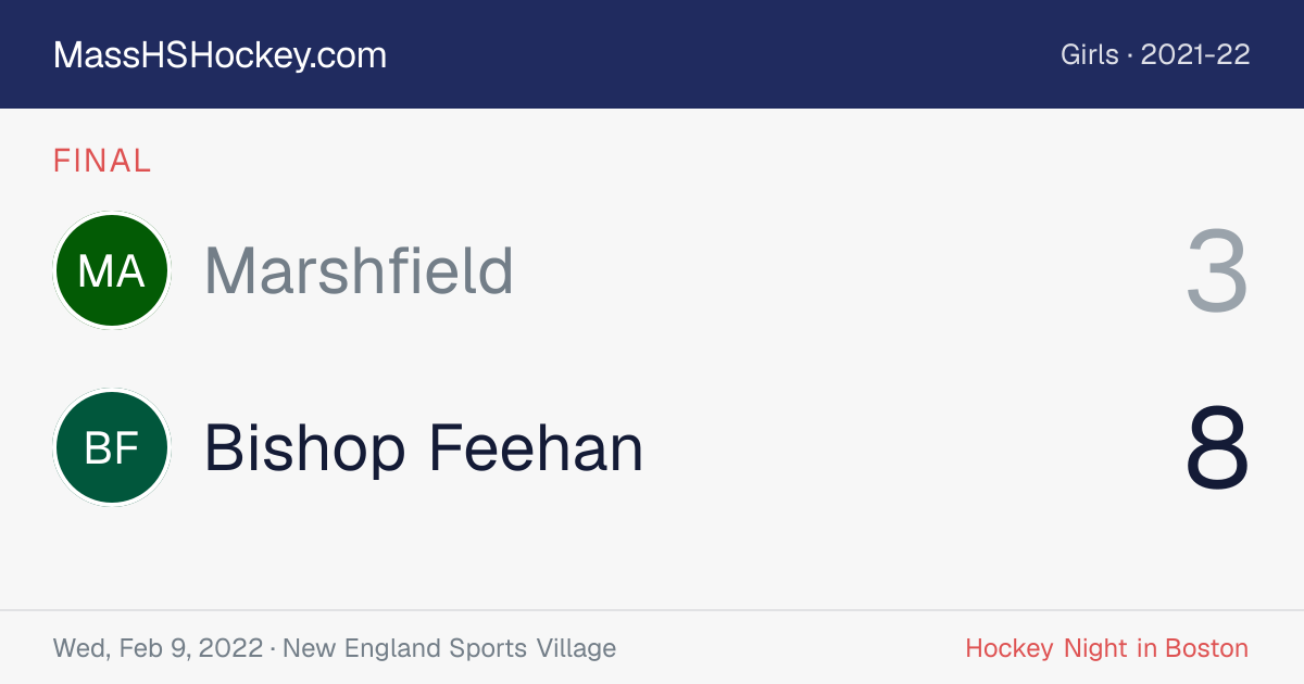 Marshfield at Bishop Feehan score card