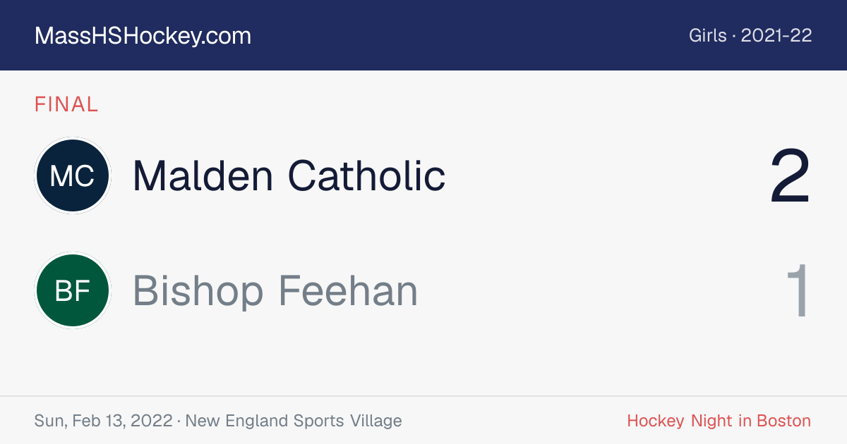 Malden Catholic at Bishop Feehan score card