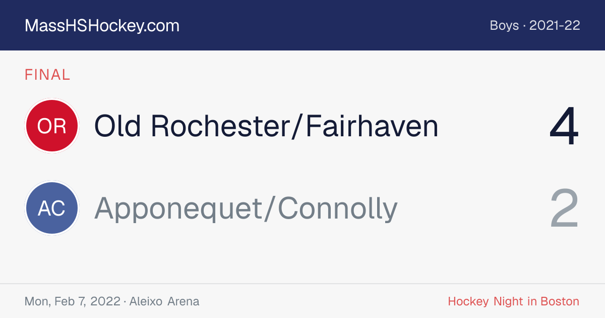 Old Rochester/Fairhaven at Apponequet/Connolly score card