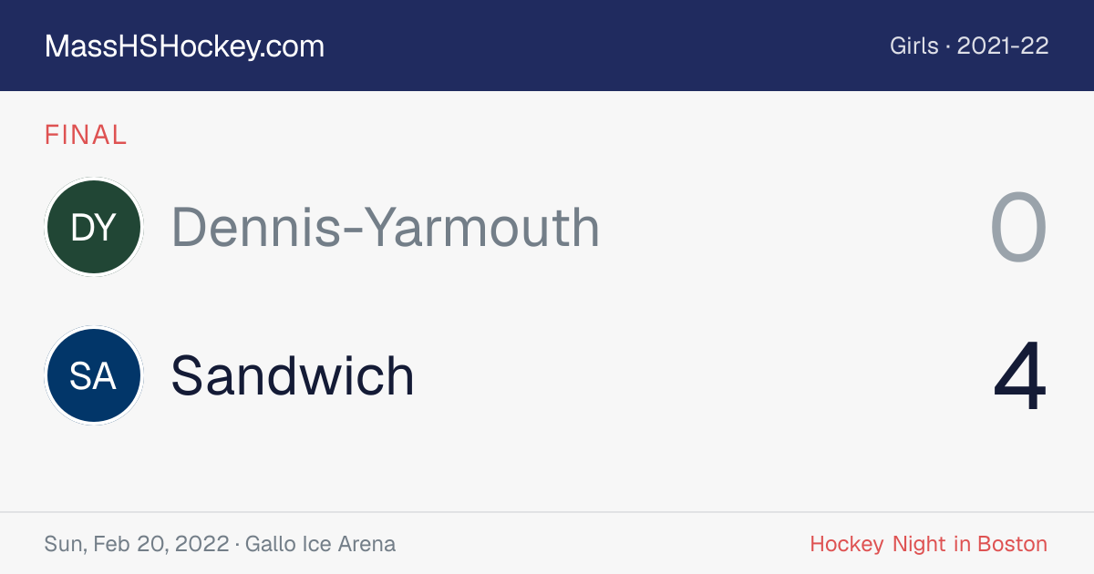 Dennis-Yarmouth at Sandwich score card