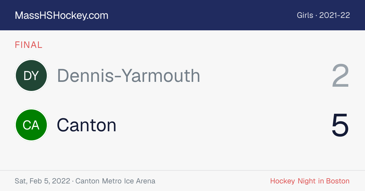 Dennis-Yarmouth at Canton score card