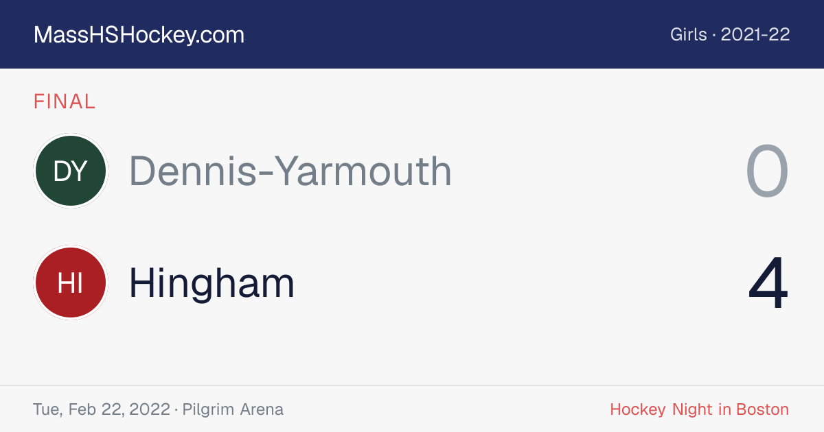 Dennis-Yarmouth at Hingham score card
