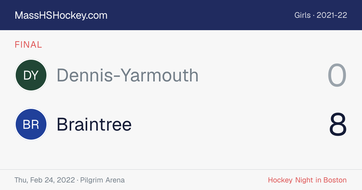 Dennis-Yarmouth at Braintree score card