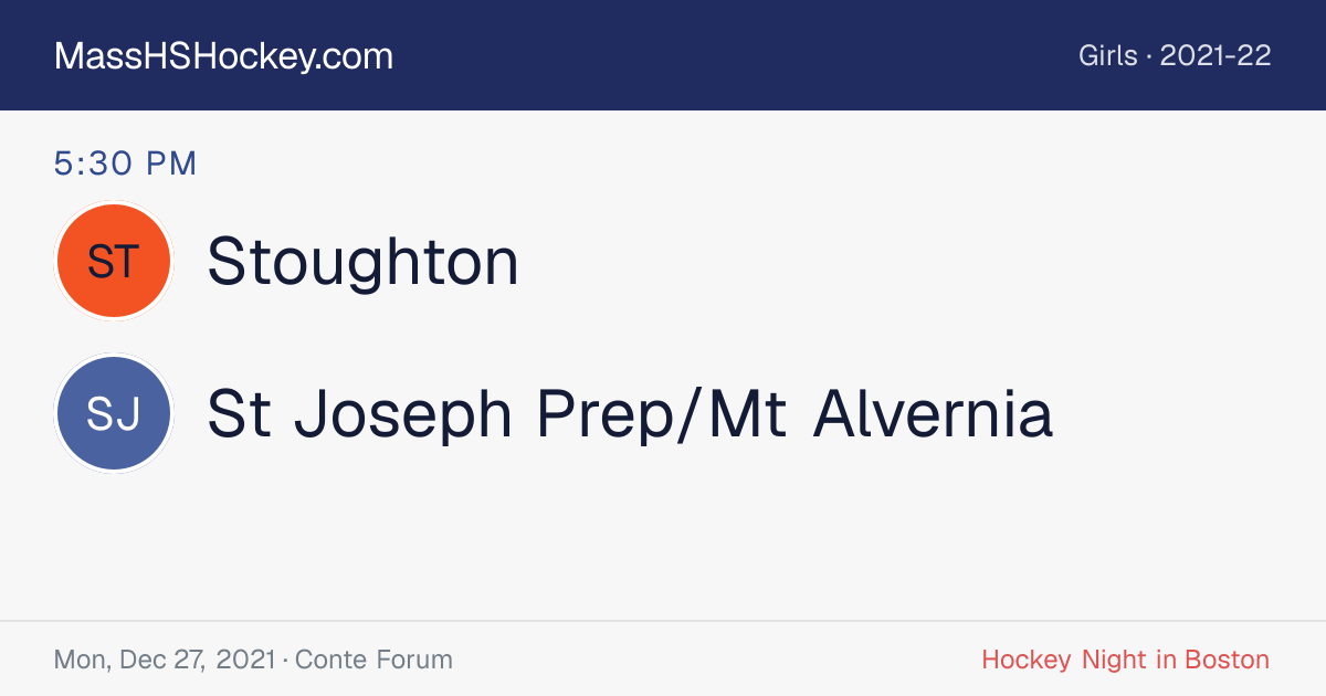 Stoughton at St Joseph Prep/Mt Alvernia score card