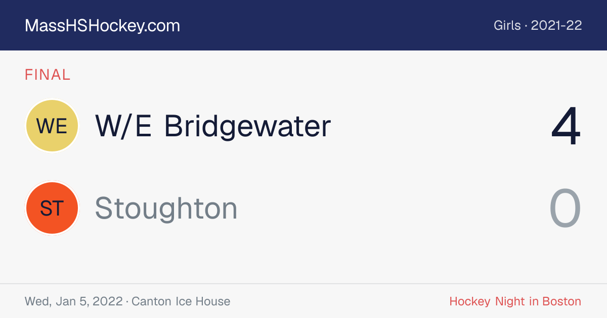 W/E Bridgewater at Stoughton score card