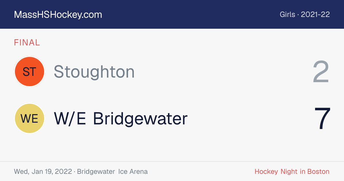 Stoughton at W/E Bridgewater score card