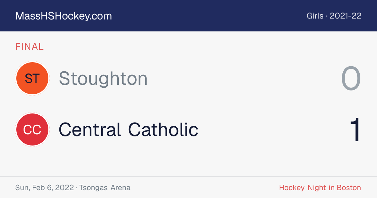 Stoughton at Central Catholic score card