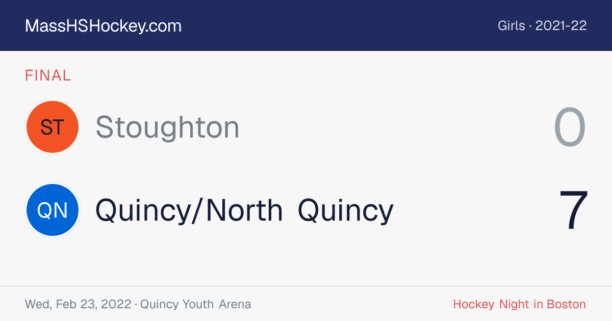 Stoughton at Quincy/North Quincy score card