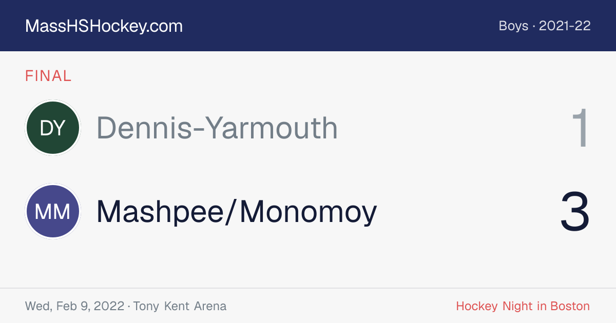 Dennis-Yarmouth at Mashpee/Monomoy score card