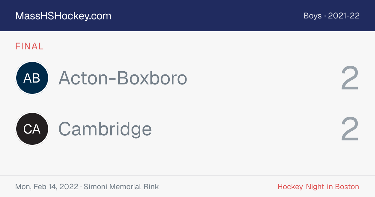 Acton-Boxboro at Cambridge score card