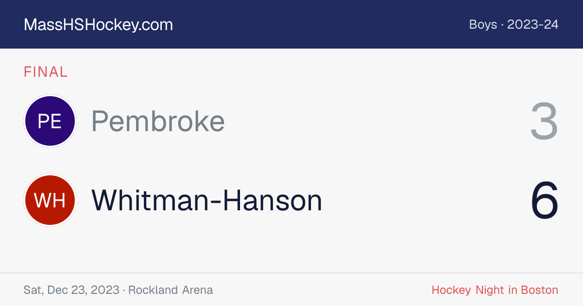 Pembroke at Whitman-Hanson score card