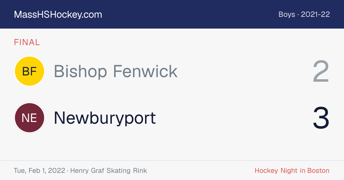 Bishop Fenwick at Newburyport score card