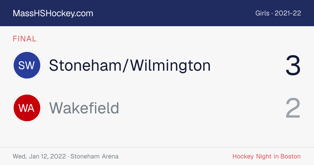 Stoneham/Wilmington at Wakefield score card