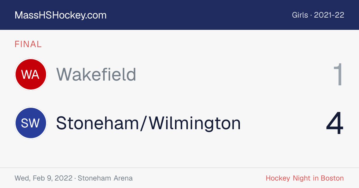 Wakefield at Stoneham/Wilmington score card