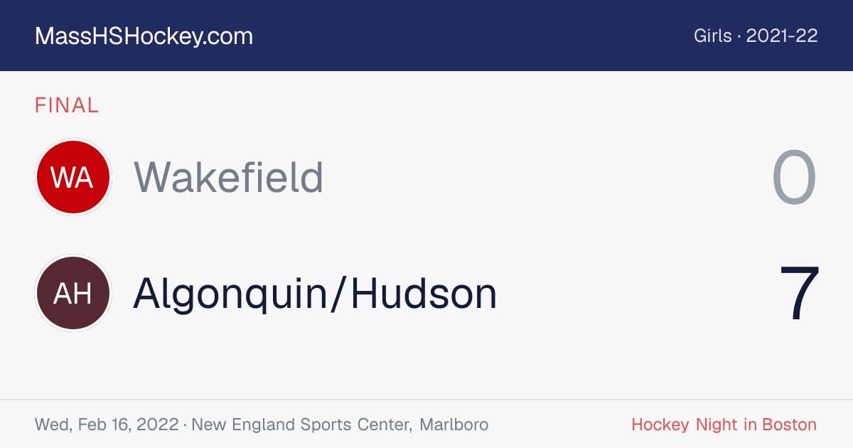 Wakefield at Algonquin/Hudson score card