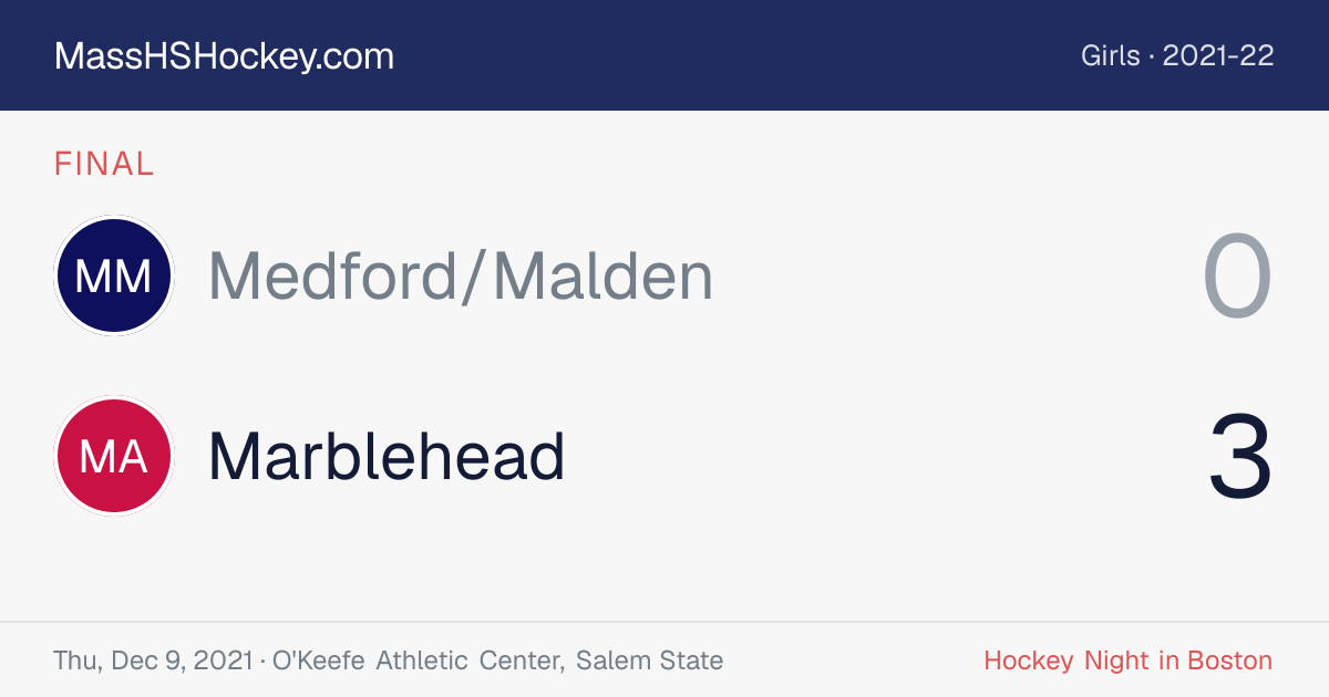 Medford/Malden at Marblehead score card