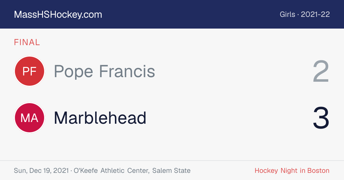 Pope Francis at Marblehead score card