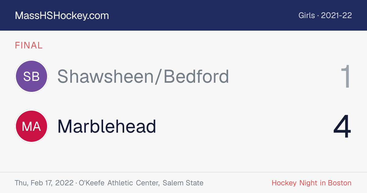 Shawsheen/Bedford at Marblehead score card