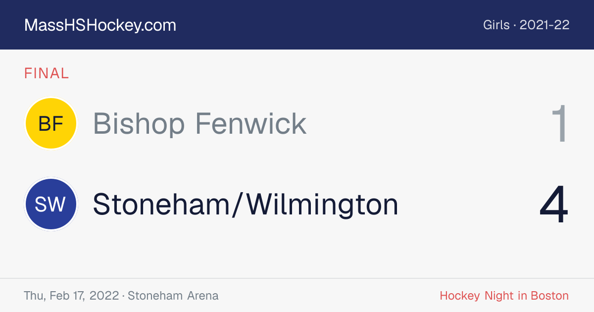 Bishop Fenwick at Stoneham/Wilmington score card