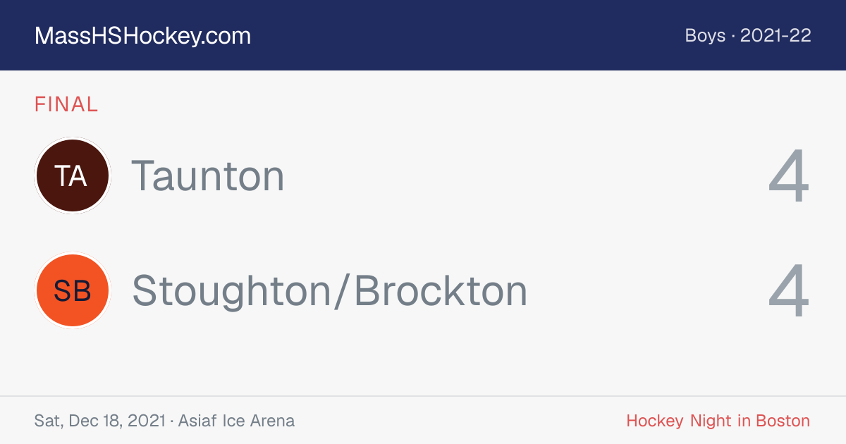 Taunton at Stoughton/Brockton score card