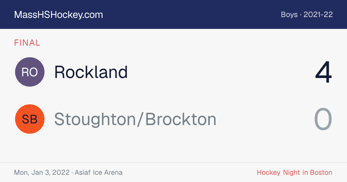 Rockland at Stoughton/Brockton score card