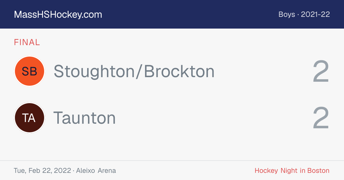 Stoughton/Brockton at Taunton score card