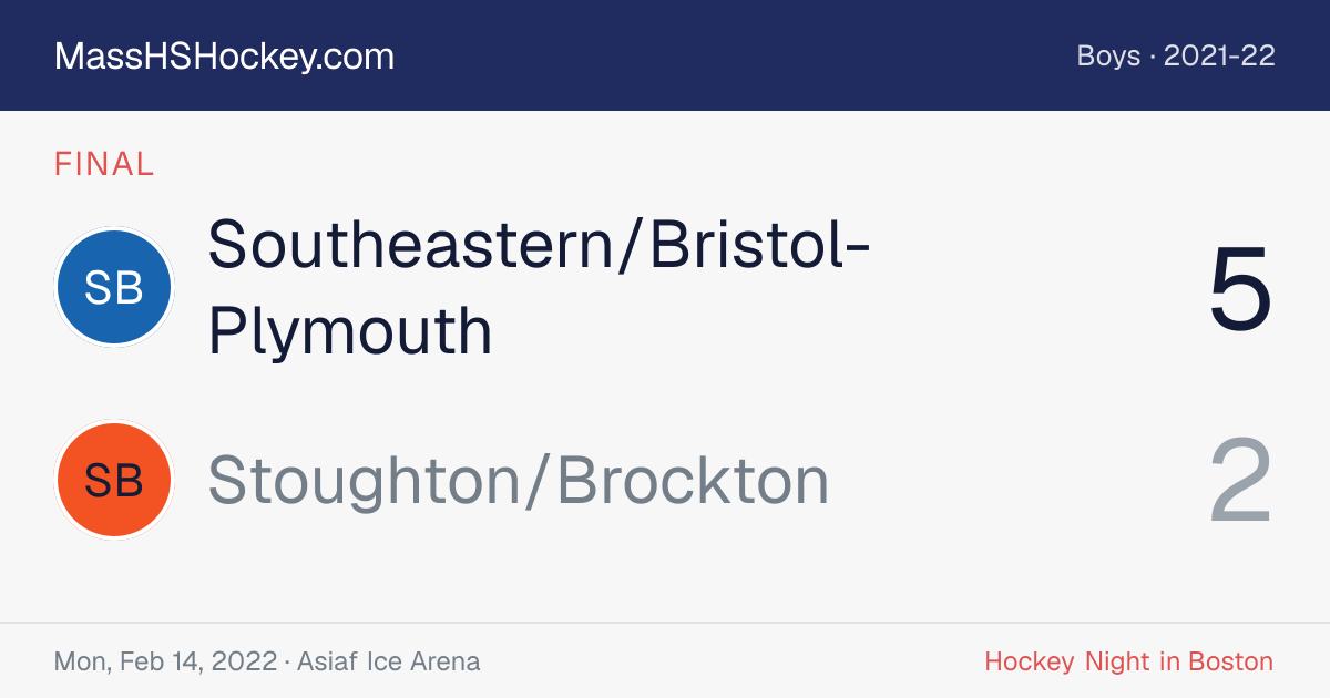 Southeastern/Bristol-Plymouth at Stoughton/Brockton score card