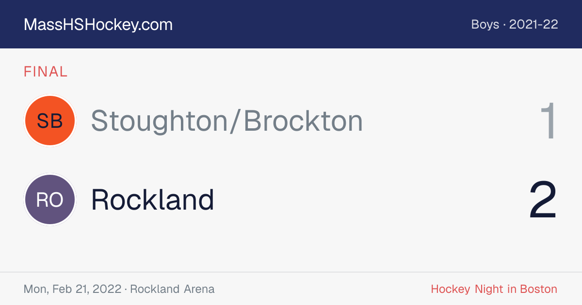 Stoughton/Brockton at Rockland score card