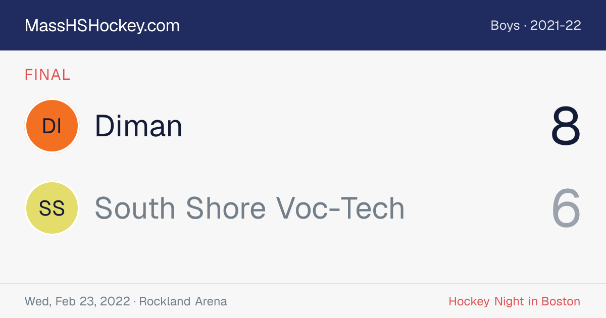 Diman at South Shore Voc-Tech score card